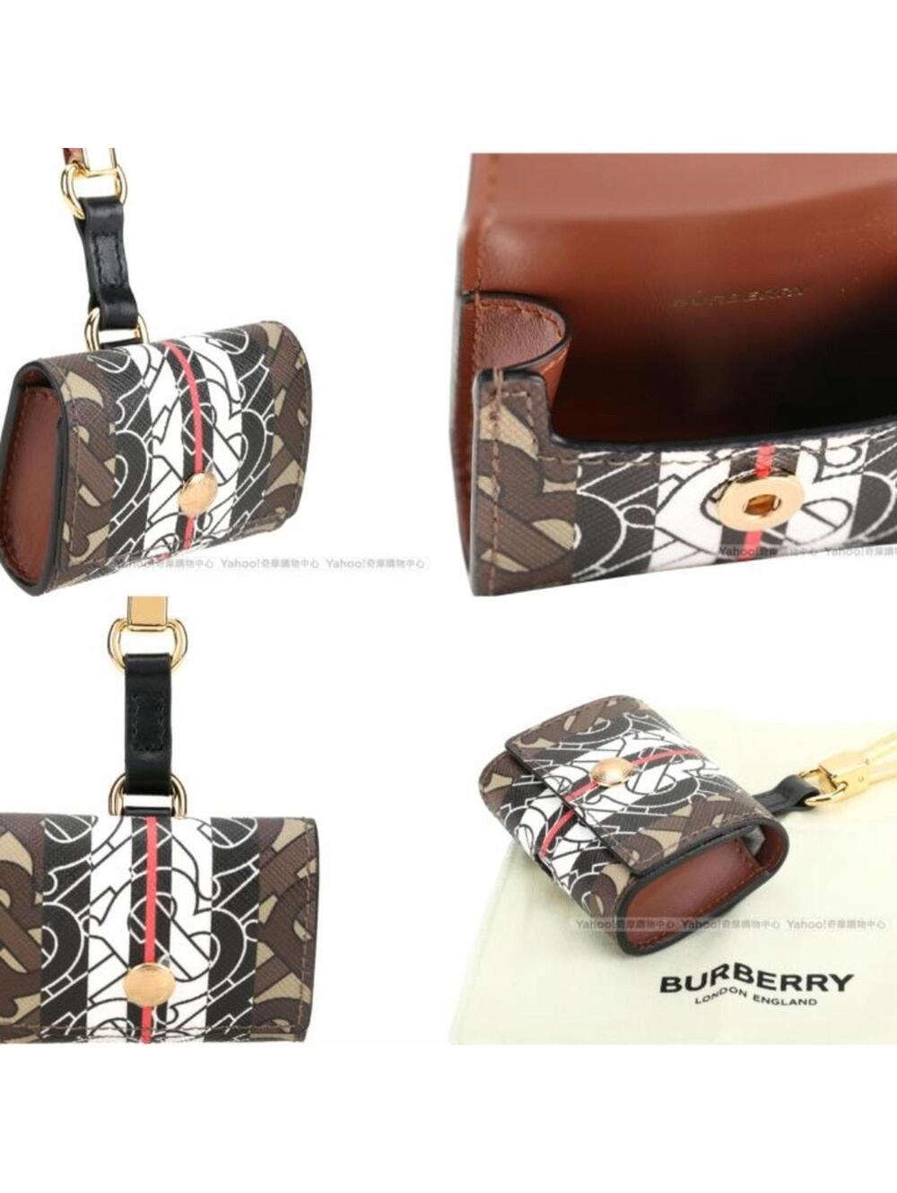 Burberry Beige E-Canvas Monogram Stripe AirPods Pro Case - authentic